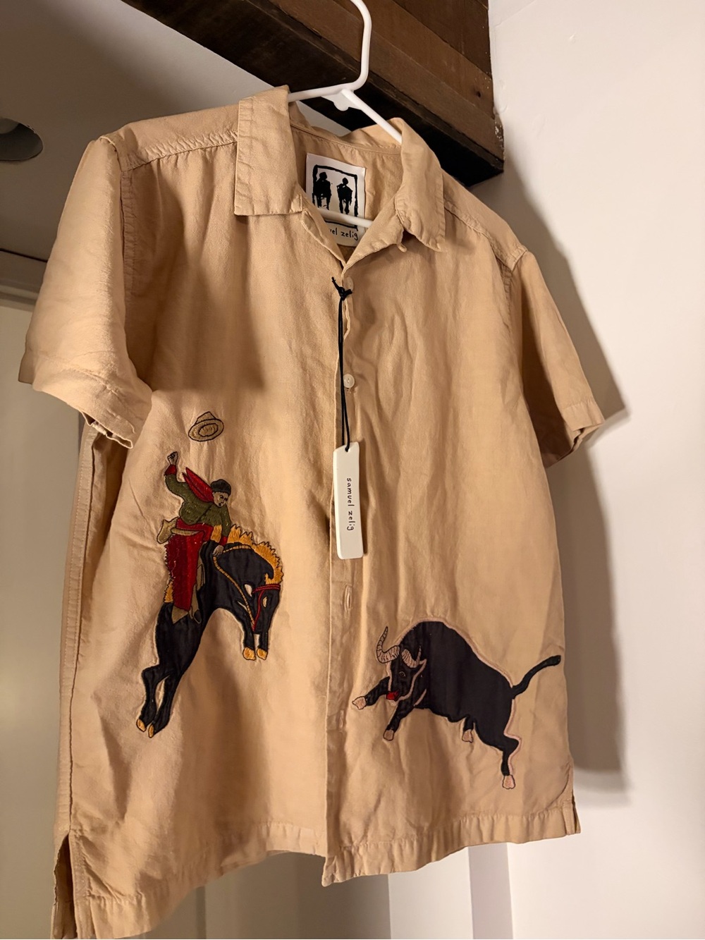 Samuel Zelig Tan Western Short Sleeve Shirt with Embroidery